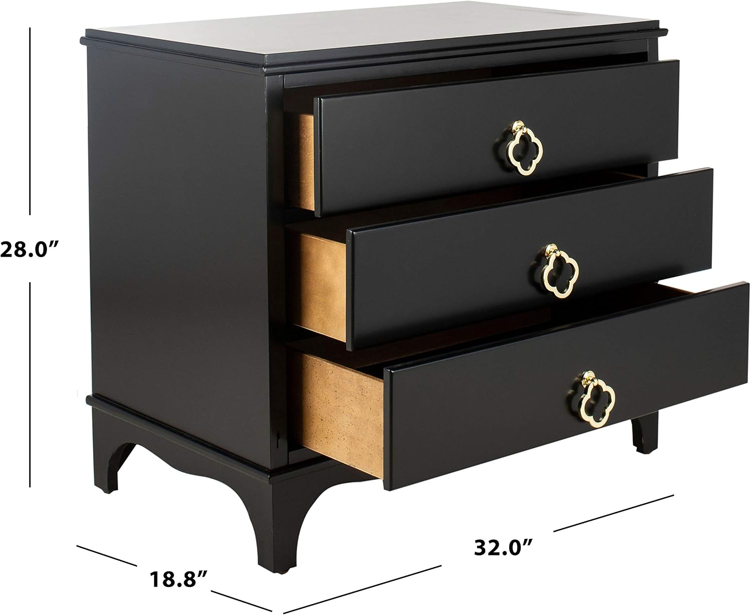 Safavieh Home Collection Hannon 3 Drawer Contemporary Nightstand