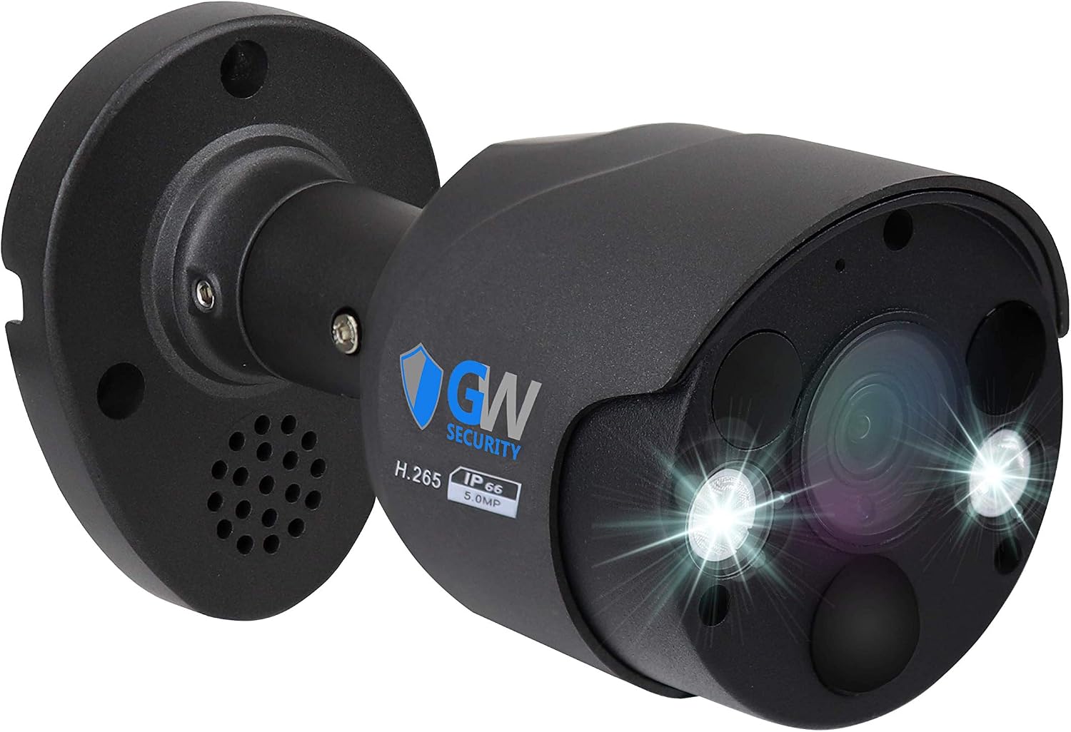 GW Security 5MP 30FPS Real-Time 1920P 2-Way Audio Spotlight Color Night Vision Outdoor/Indoor PoE IP Bullet Security Camera