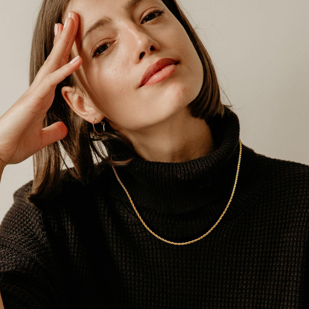 14K Gold Necklaces for Women 14K Gold Chain for Women Chain Necklace for Men Timeless yet Classic Rope Chains Design Chains for Womens Necklace 16/18/20/22/24/26in