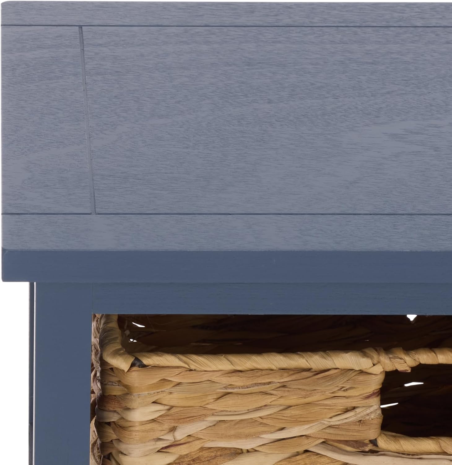 SAFAVIEH Furniture - Halle 3-Basket Side Table - Blue - Solid Wood - Coastal Basket Storage Design - Ideal for Living Room, Entryway, Home Office, 17.5'W x 13.5'D x 29.5'H - Fully Assembled (AMH5738H)