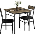 VECELO 3 Piece Dining Table Set for 2, Kitchen Table Set with 2 Chairs for Small Space, Space-Saving and Modern Design, Apartment, Easy to Assemble, Retro Brown
