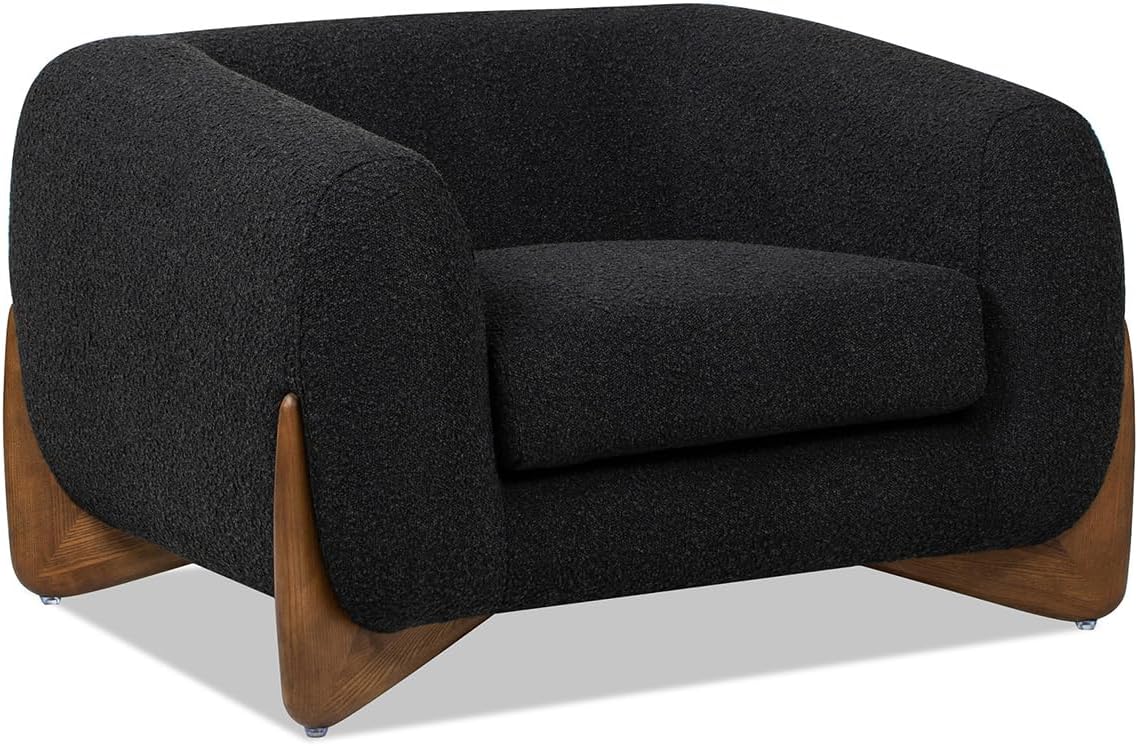 Jennifer Taylor Home Alpine 43.5' Modern Scandinavian Minimalist Round Arm Sherpa Living Room Arm Chair