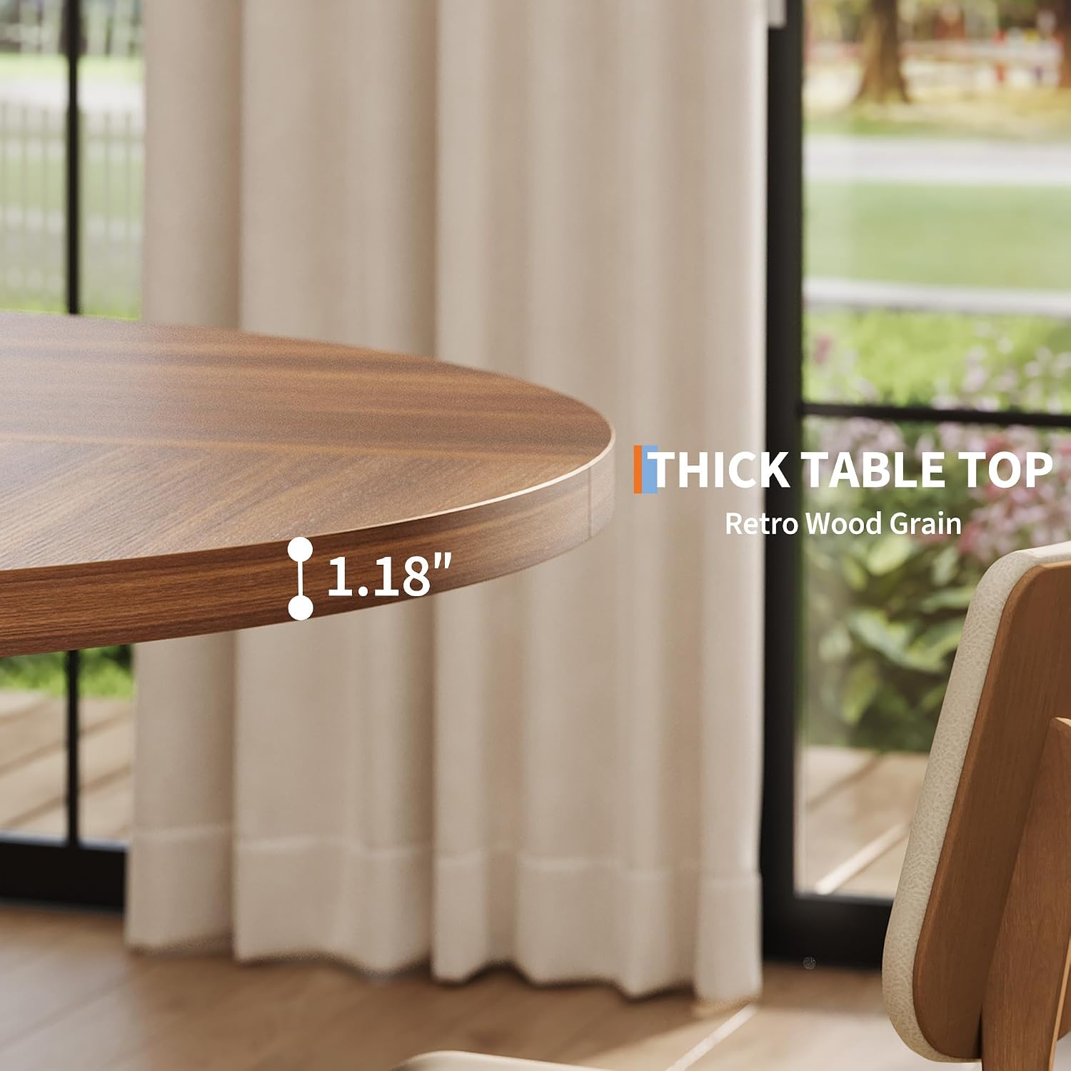 IDEALHOUSE 47 Inch Round Dining Table for 4-6 People, Circle Kitchen Table with Cross Base, Farmhouse Wood Dinner Table for Apartment(Table Only), Walnut Brown