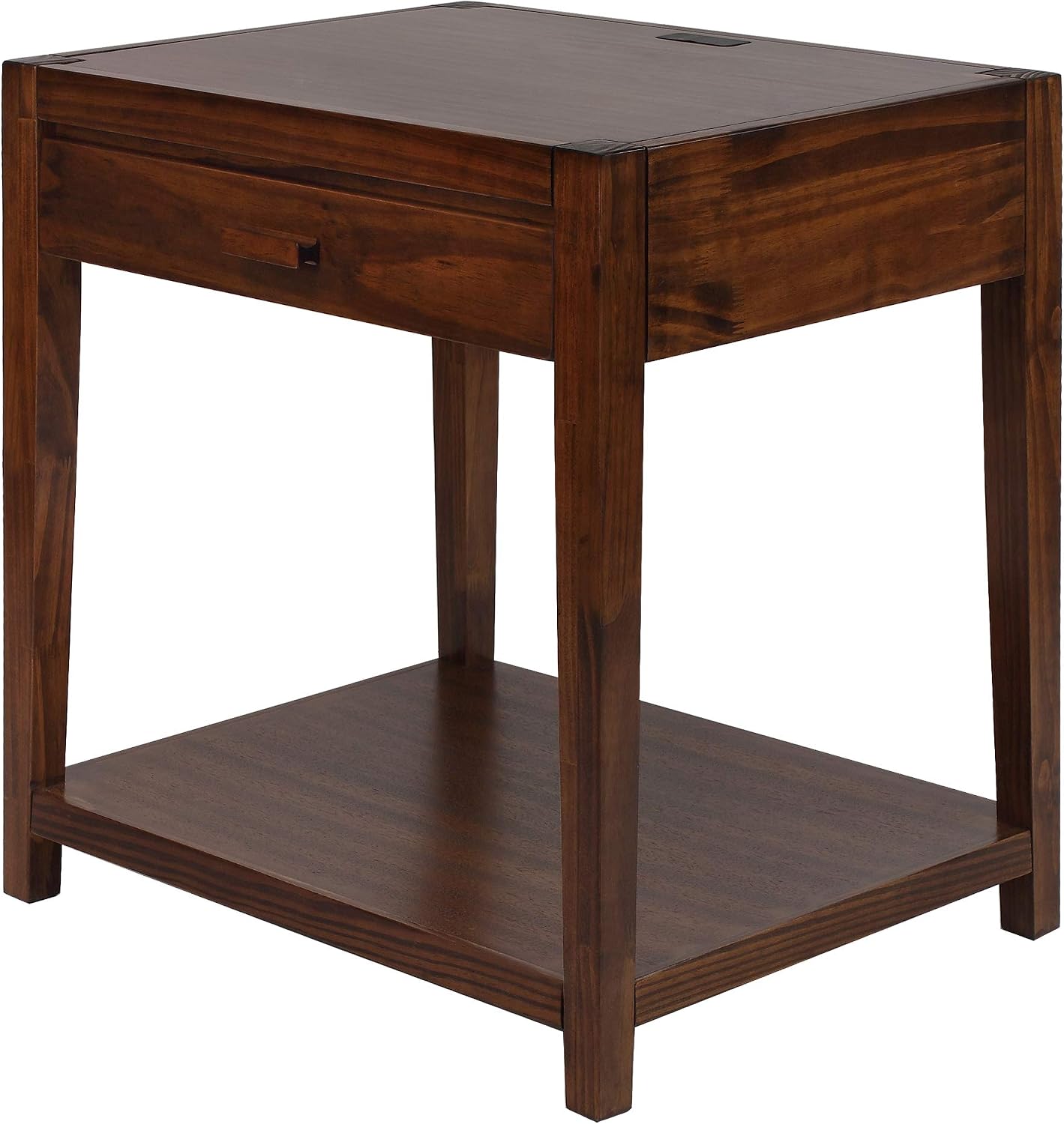 Casual Home Notre Dame Nightstand with USB Ports-Warm Brown 18.75 in x 24 in x 26 in (D x W x H)