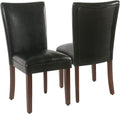 HomePop Parsons Upholstered Accent Dining Chair, Set of 2, Black Faux Leather