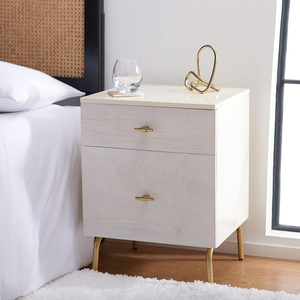 Safavieh Home Collection Genevieve Cream/White Washed 2-Drawer Nightstand