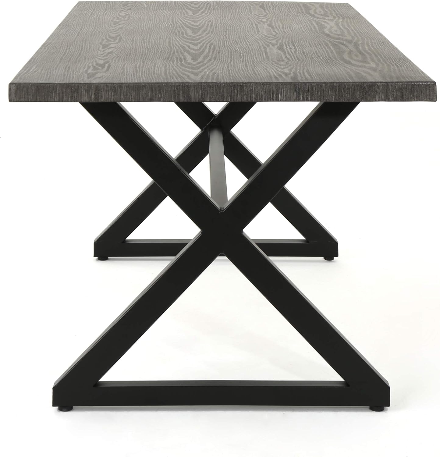 Christopher Knight Home Rolando Outdoor Aluminum Dining Table with Steel Frame, Grey / Black