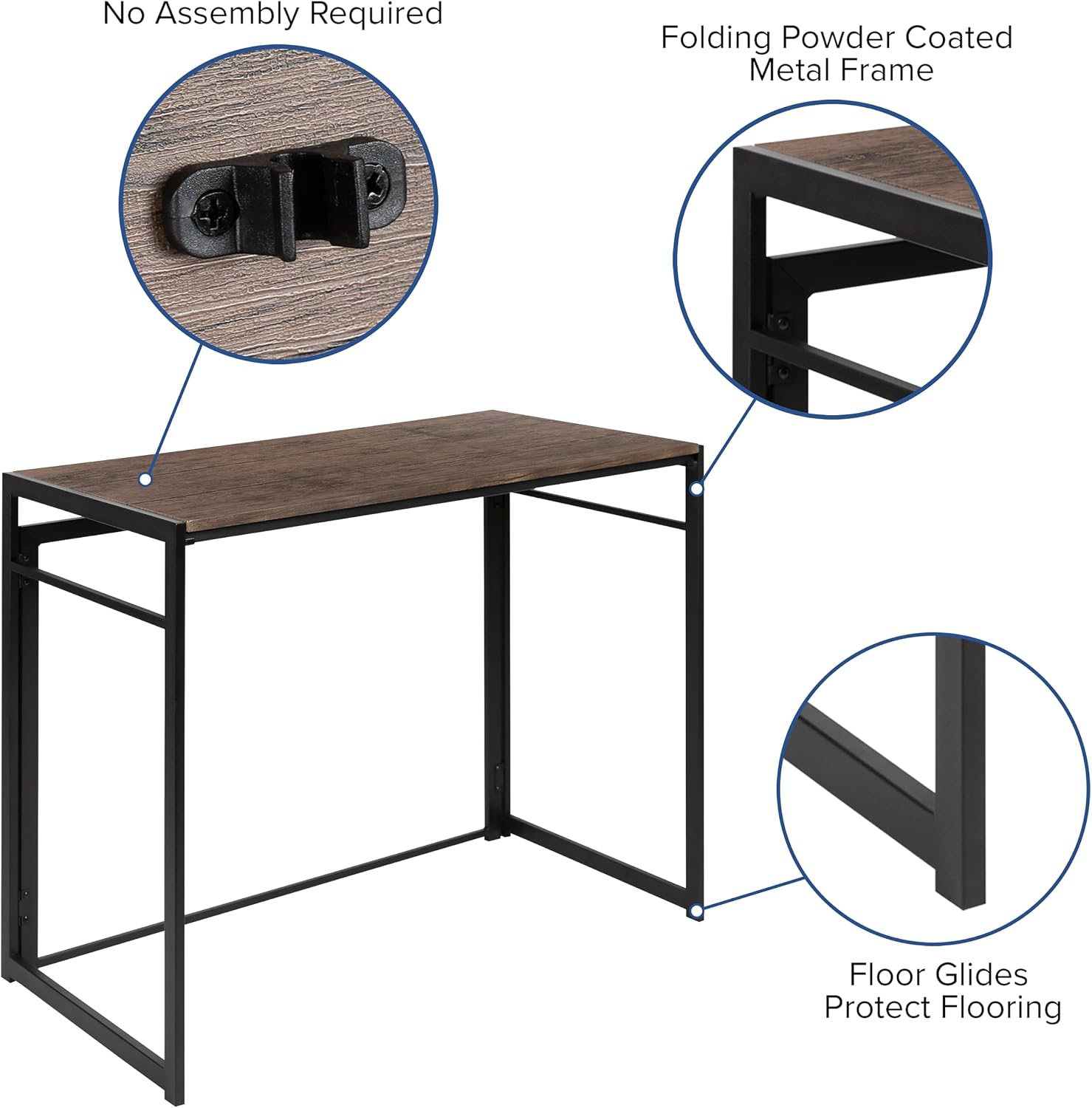 Flash Furniture Walker Rustic Home Office Folding Computer Desk - 40'