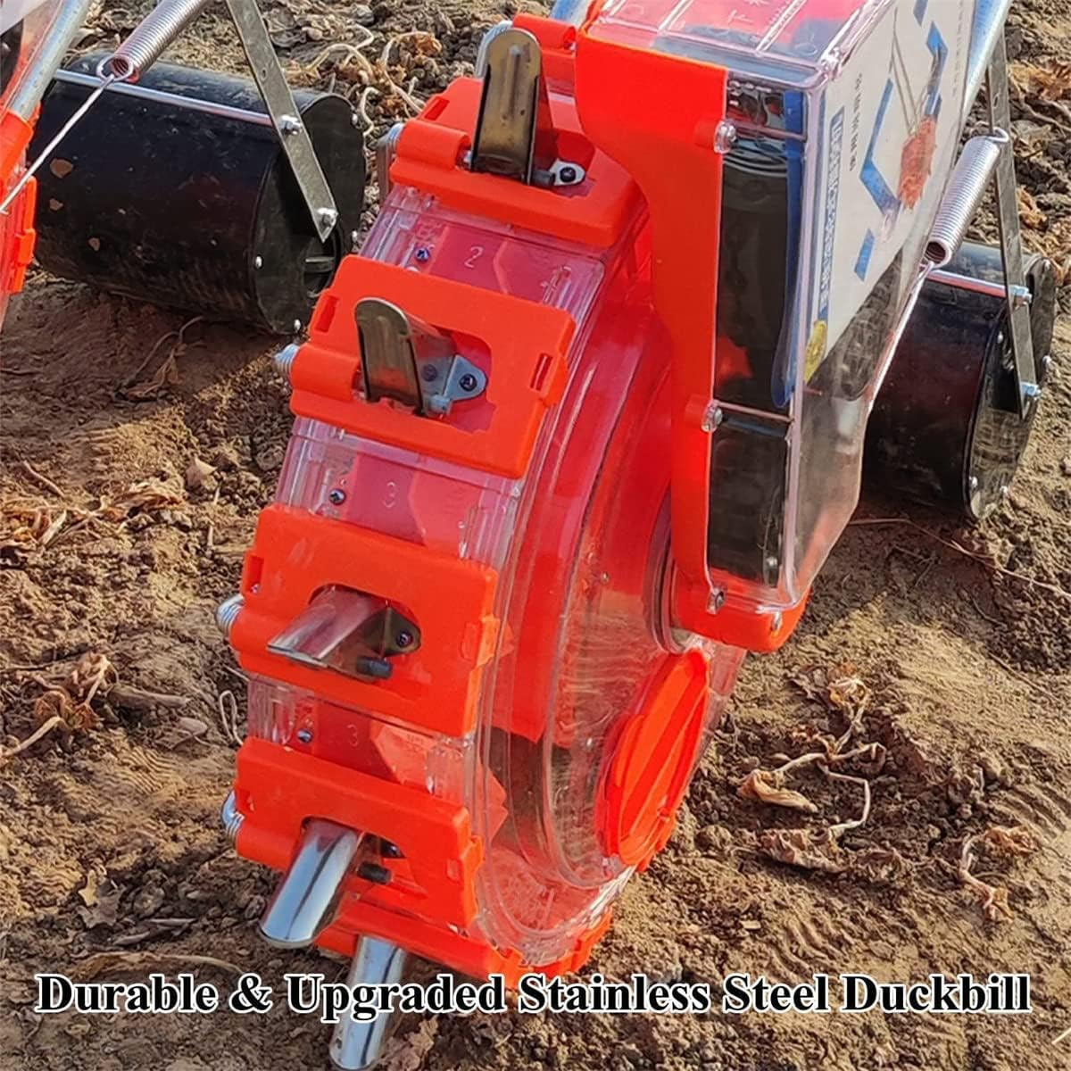 Portable Manual Seeder, Double Row Sowing Spreaders Hand-Push Roller Seeder Garden Seeder Fertilizer Applicator Visible New Automatic Small On-Demand Player,8 Mouths (5 Mouths
