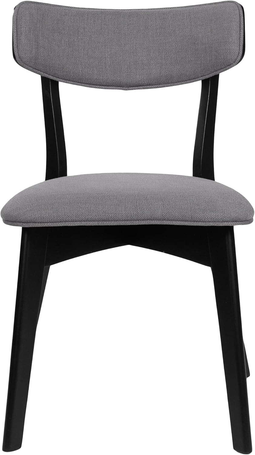 Chazz Upholstered Dining Chairs- Dark Gray/Matte Black (Set of 2)