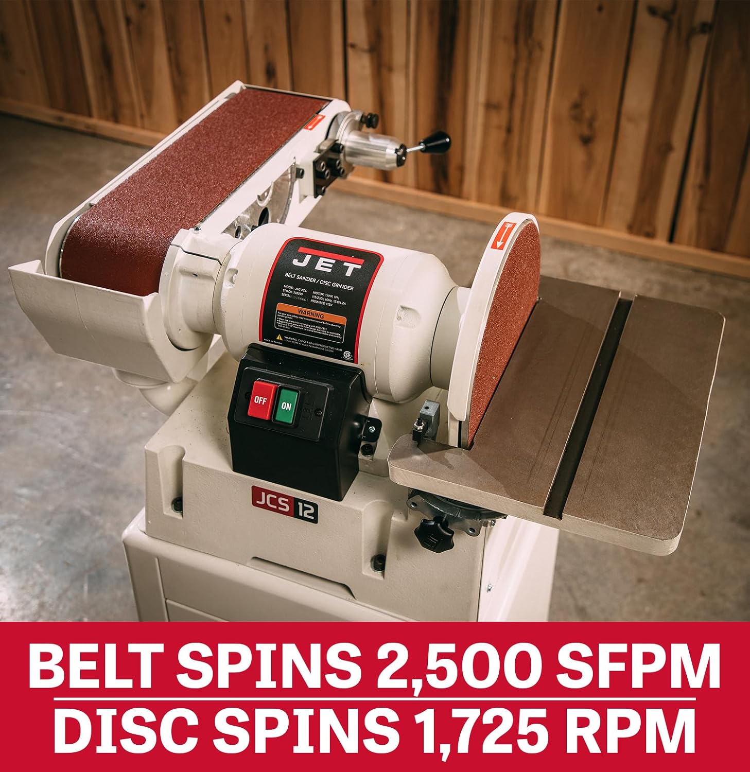 JET 6' x 48' Belt & 12' Disc Sander, Open Stand, 1-1/2 HP, 115/230V 1Ph (JSG-6DCK)
