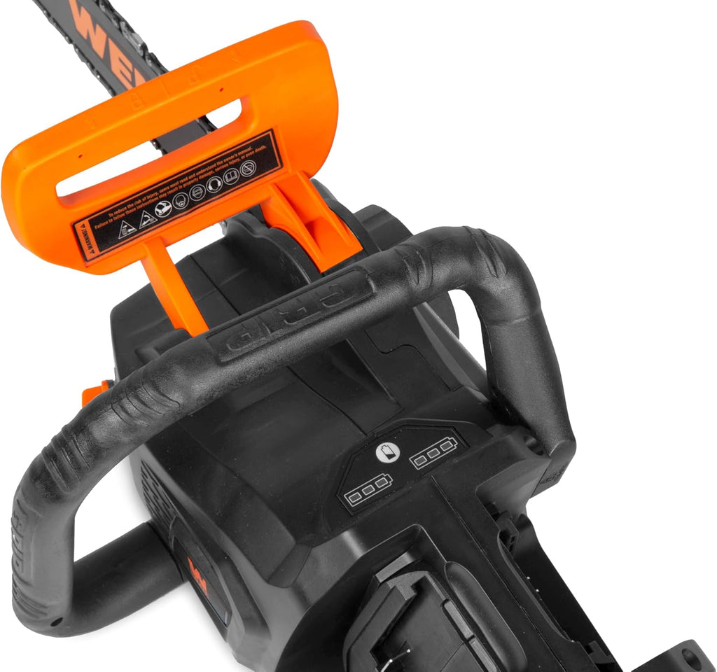 WEN 20V Max 14-Inch Cordless Brushless Chainsaw with Two 4Ah Batteries and Dual Port Charger (20754)