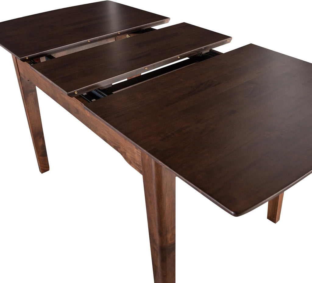 Furniture of America Nazaen Modern Solid Wood 63.9-inch Extendable Rectangular Dining Table with Pop-Up Mechanism, Self-Storing Leaf for Home Kitchen, Dinettes, Rich Walnut