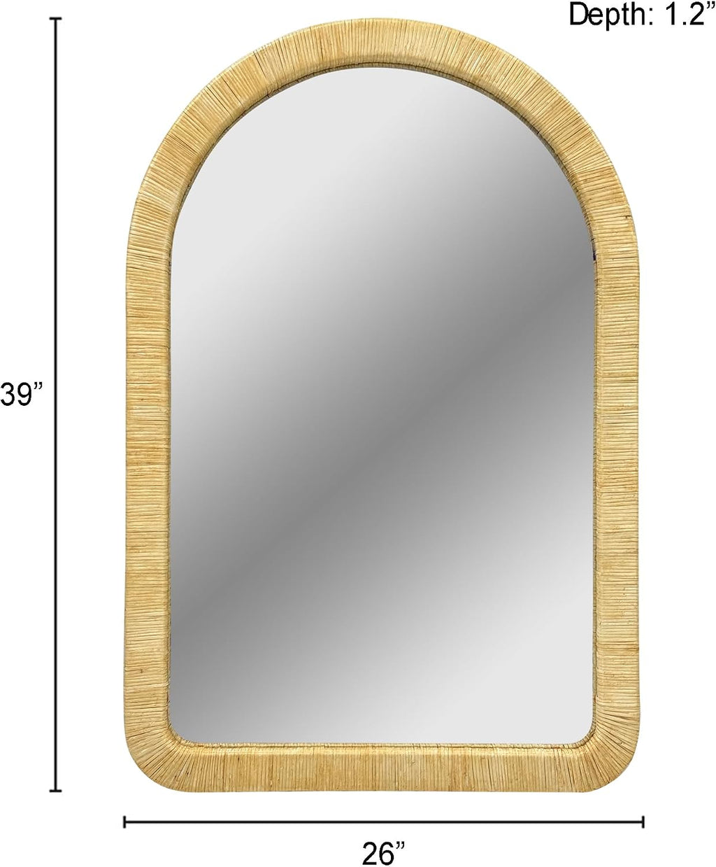 Ink+Ivy 39'x26' Mirror, Wall Mirror, Bathroom Mirrors for Over Sink, Boho Natural Rattan Decorative Vanity Mirror, Modern Hanging Mirror for Entryway, Living Room & Bedroom, Ready to Hang