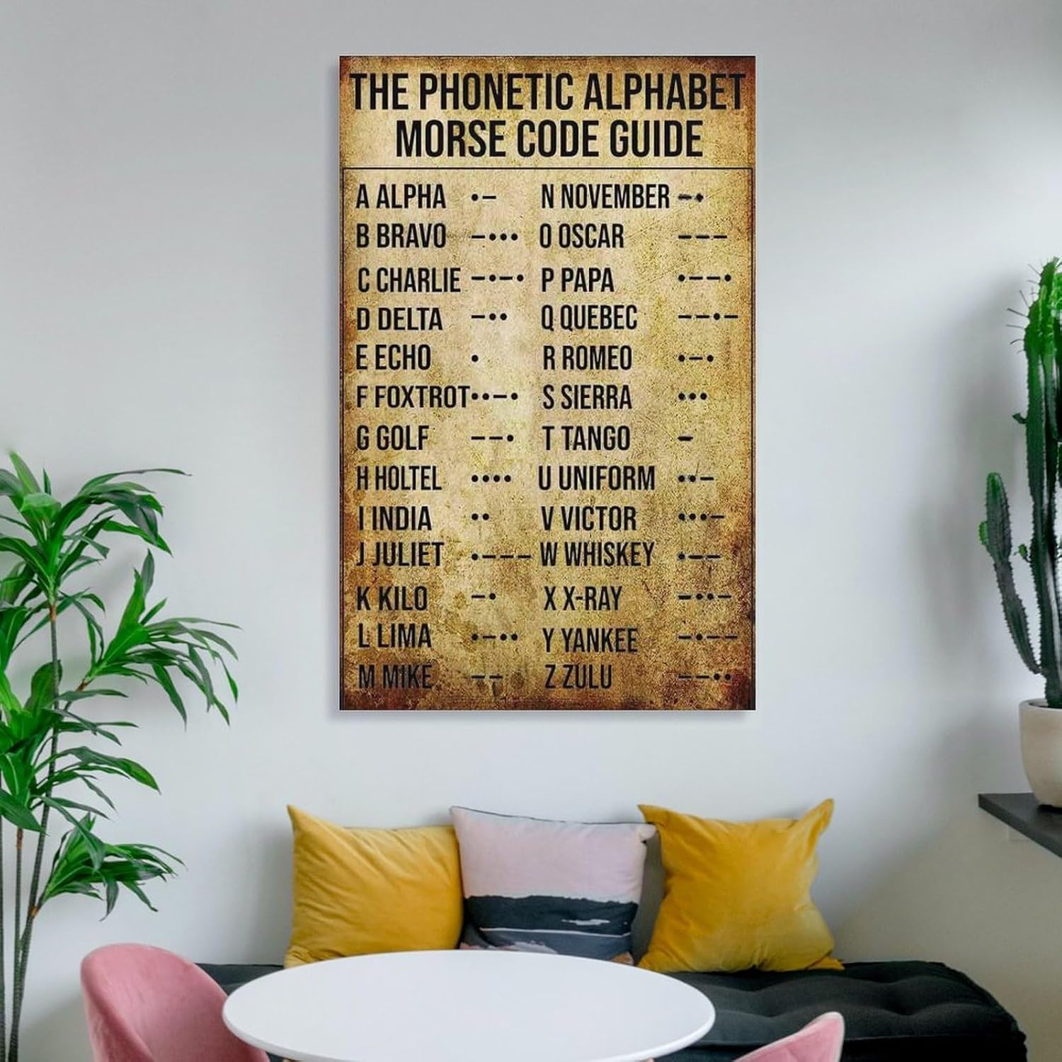 Phonetic Military Alphabet Wall Art Prints Morse Code Guide Knowledge Poster Canvas Wall Art Print 24x36inch(60x90cm)