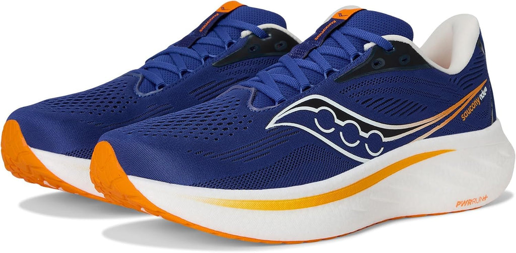 Saucony Men's Ride 18 Sneaker, Azurite/Peel, 9