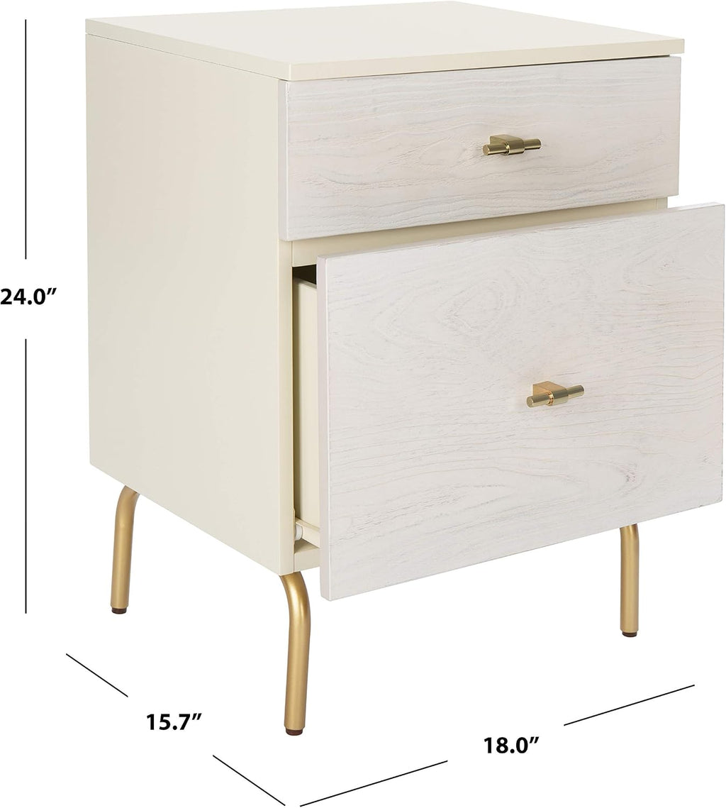Safavieh Home Collection Genevieve Cream/White Washed 2-Drawer Nightstand