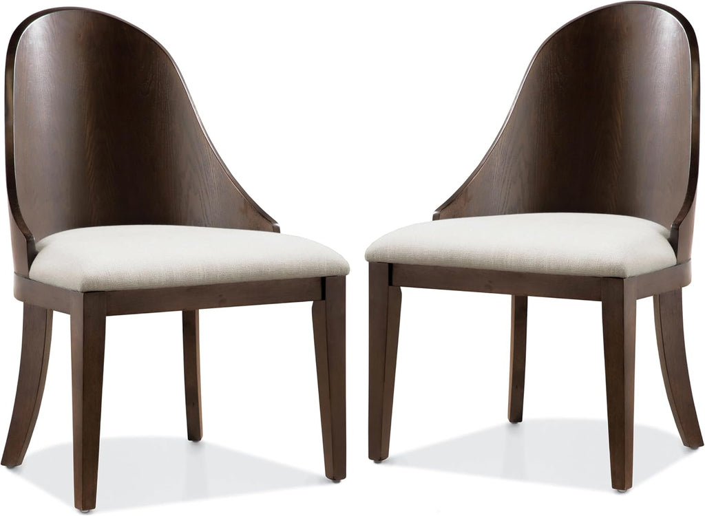 Furniture of America Goddard Modern Solid Wood Brown Dining Chairs Set of 2, Comfortable Upholstered Seating for Home, Kitchen, Living Room, Dark Walnut