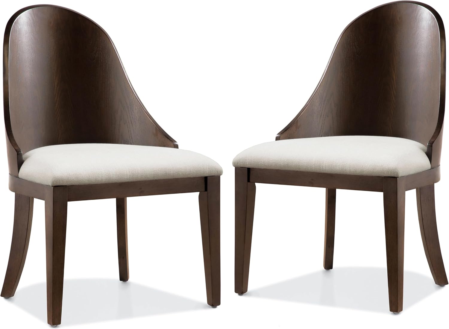 Furniture of America Goddard Modern Solid Wood Brown Dining Chairs Set of 2, Comfortable Upholstered Seating for Home, Kitchen, Living Room, Dark Walnut