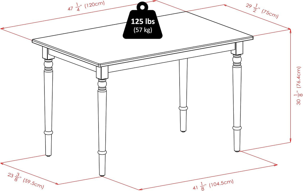 Winsome Ravenna Dining Table for 6 People, 47' Rectangular Kitchen Table, Walnut