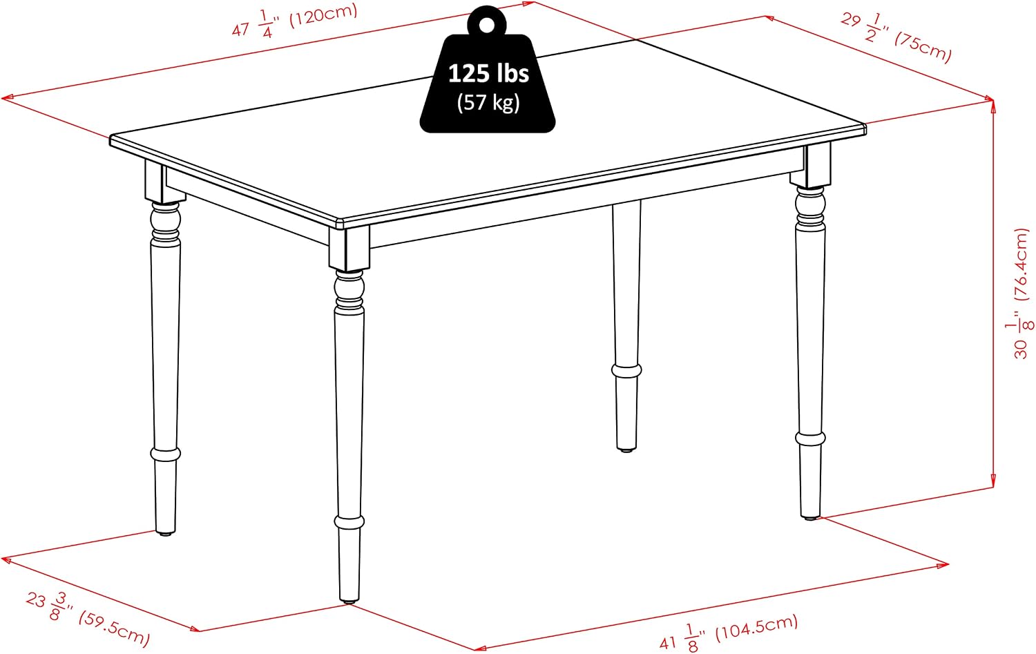 Winsome Ravenna Dining Table for 6 People, 47' Rectangular Kitchen Table, Walnut