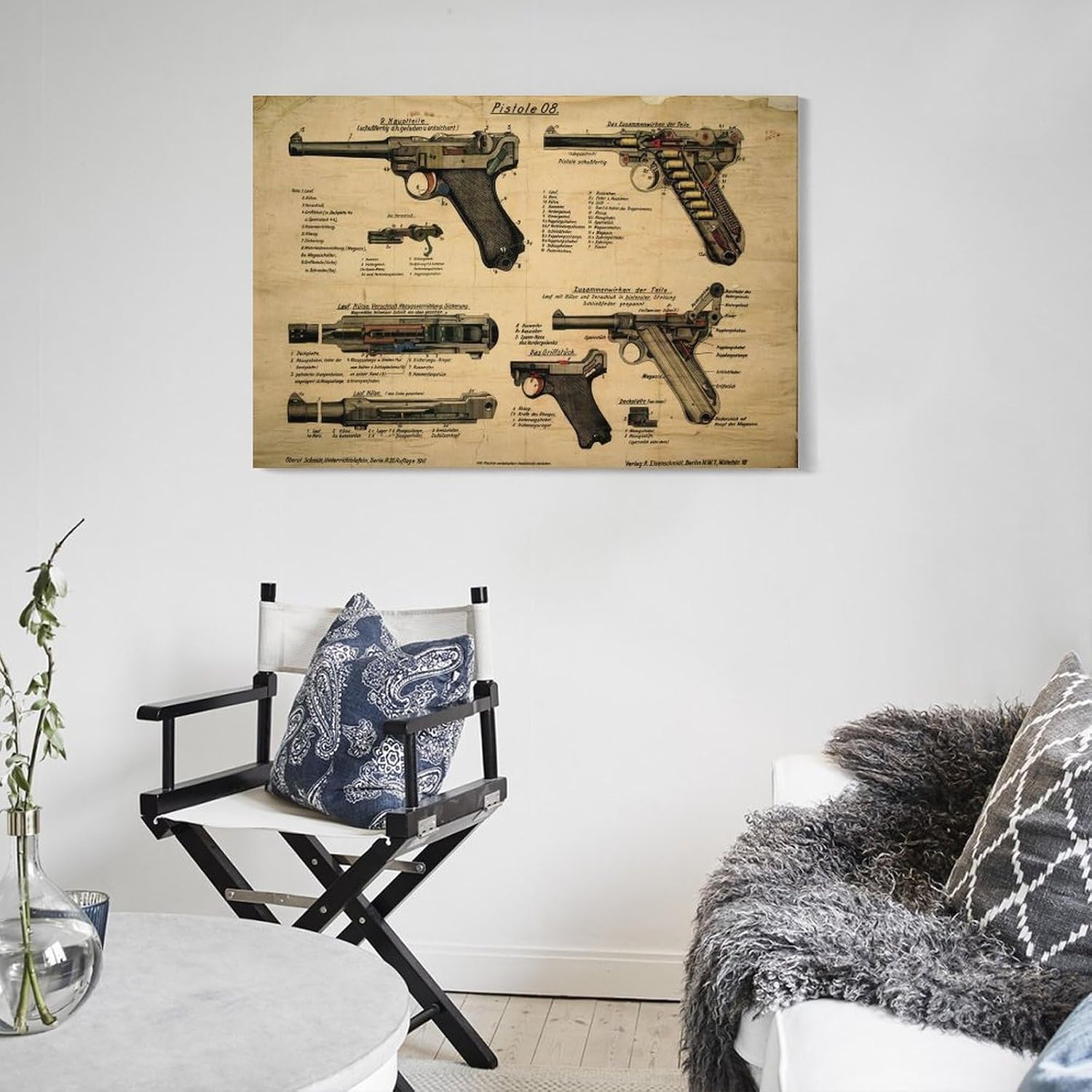 WW2 Luger Pistol Pistole 08 POSTER History Gun Collector Gift Canvas Wall Art Print Are Used For Room Aesthetics And Decoration 24x36inch(60x90cm)