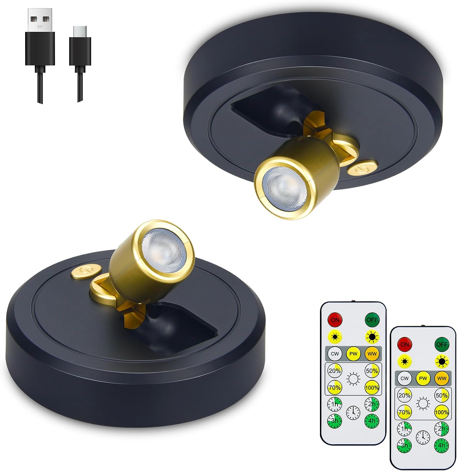 Indoor Plant Spotlight Battery Operated,Picture Light with Remote,Wall Painting Uplight,Wireless Dimmable Timer,Spot Light for Plants Trees Pictures Dis Painting Art e Gallery Portrait