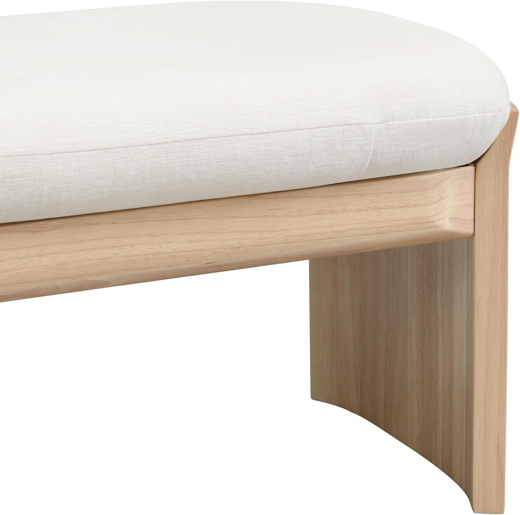 Christopher Knight Home Paxton Fabric Upholstered Ottoman Bench, Rectangular Foot Stools Ottoman, Entryway Wood Ottoman Footrest, Bedroom End of Bed Footstool,Living Room Sofa Extra Seat,Beige+Natural