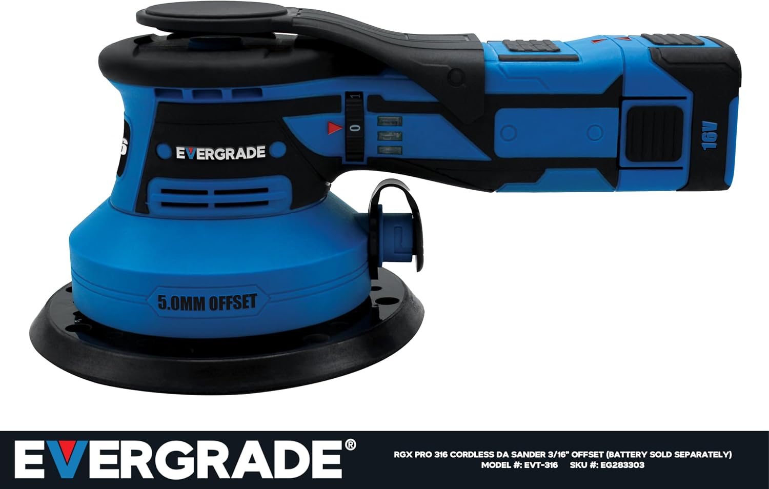 EVERGRADE AWARD WINNING Line Professional 6' CORDLESS DA Random Orbital Power Sander with 3/16' (5.0 mm) Offset - STARTER KIT RGX Pro 316 - Automotive, Auto Body, Woodworking (Fast Material Removal)