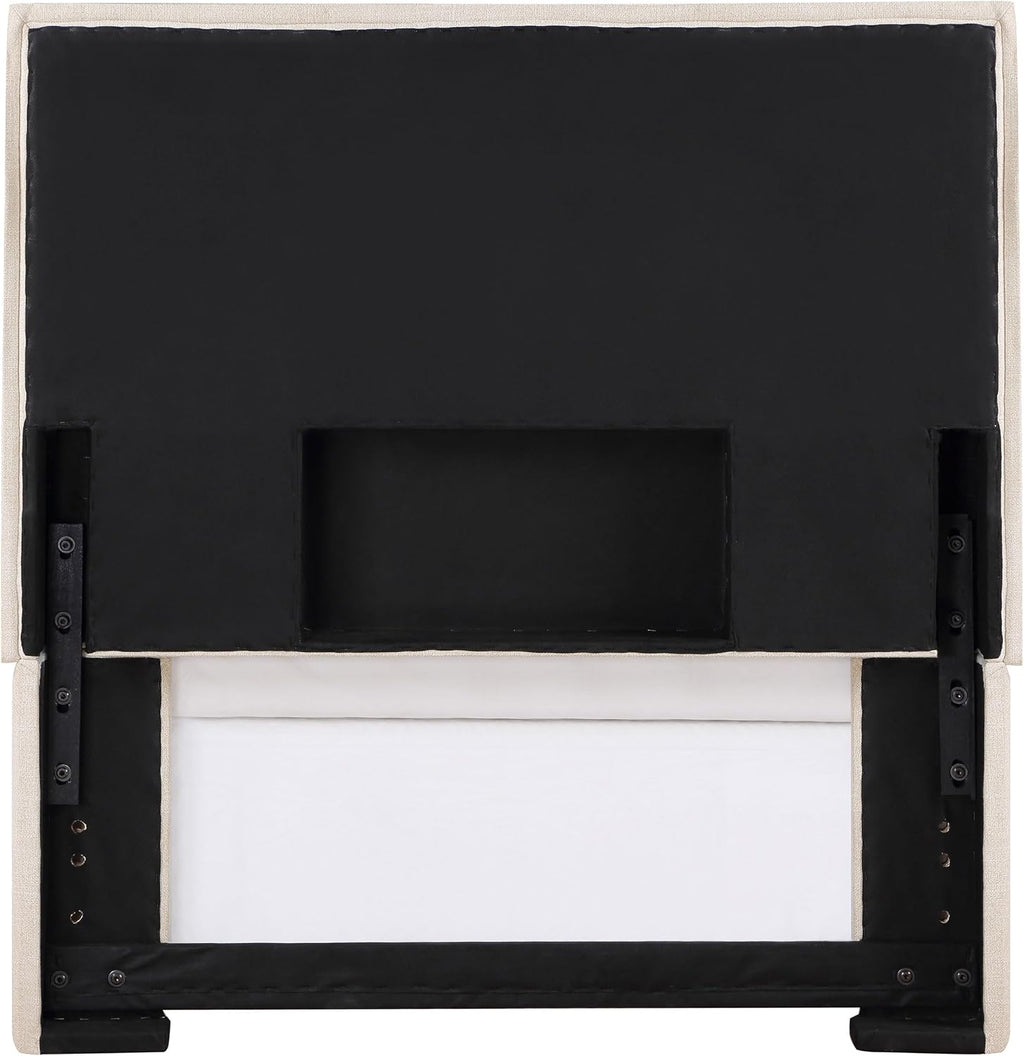 Coaster Home Furnishings - Izzy - Wood - Upholstered Panel Headboard with Flange Details, Foam Padding and Contemporary Style - Bedroom - Twin Size - Sand - 315985T