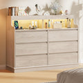 Garvee LED Dresser with Charging Station - Modern 5-Drawer 47' Wide Wooden Chest, Storage Organizer for Bedroom, Nursery, Hallway & Apartments