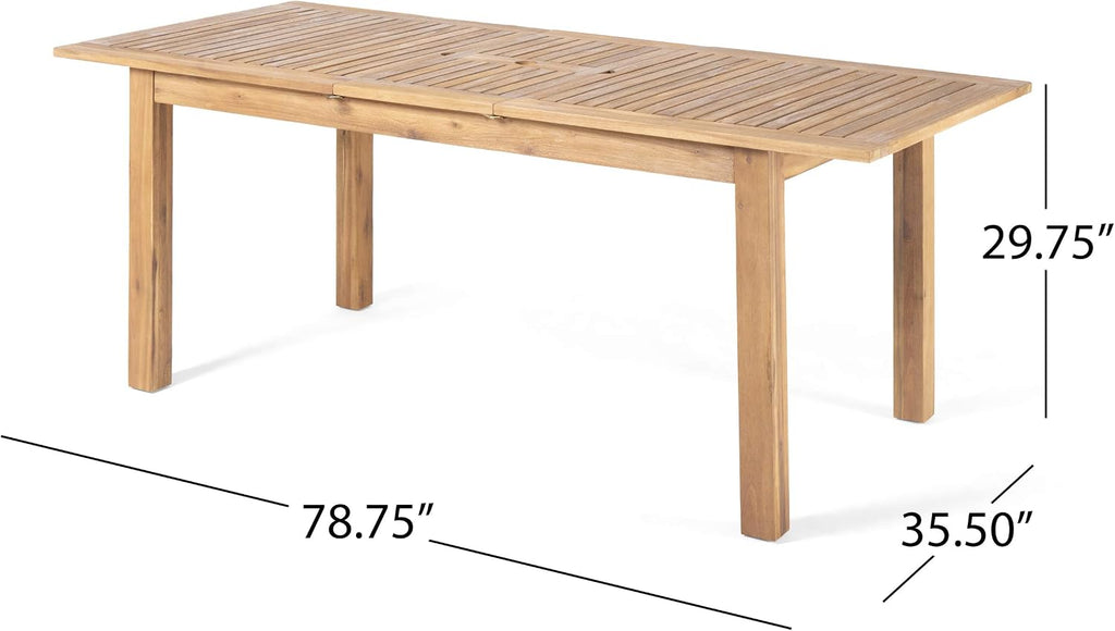 Christopher Knight Home Eric Outdoor Expandable Acacia Wood Dining Table, Natural Finish