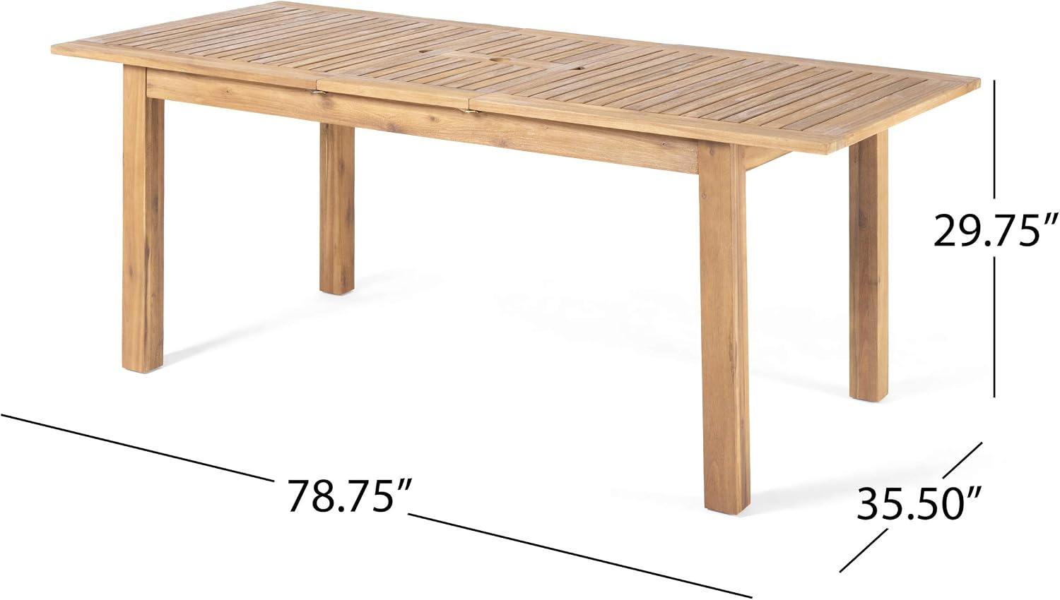 Christopher Knight Home Eric Outdoor Expandable Acacia Wood Dining Table, Natural Finish