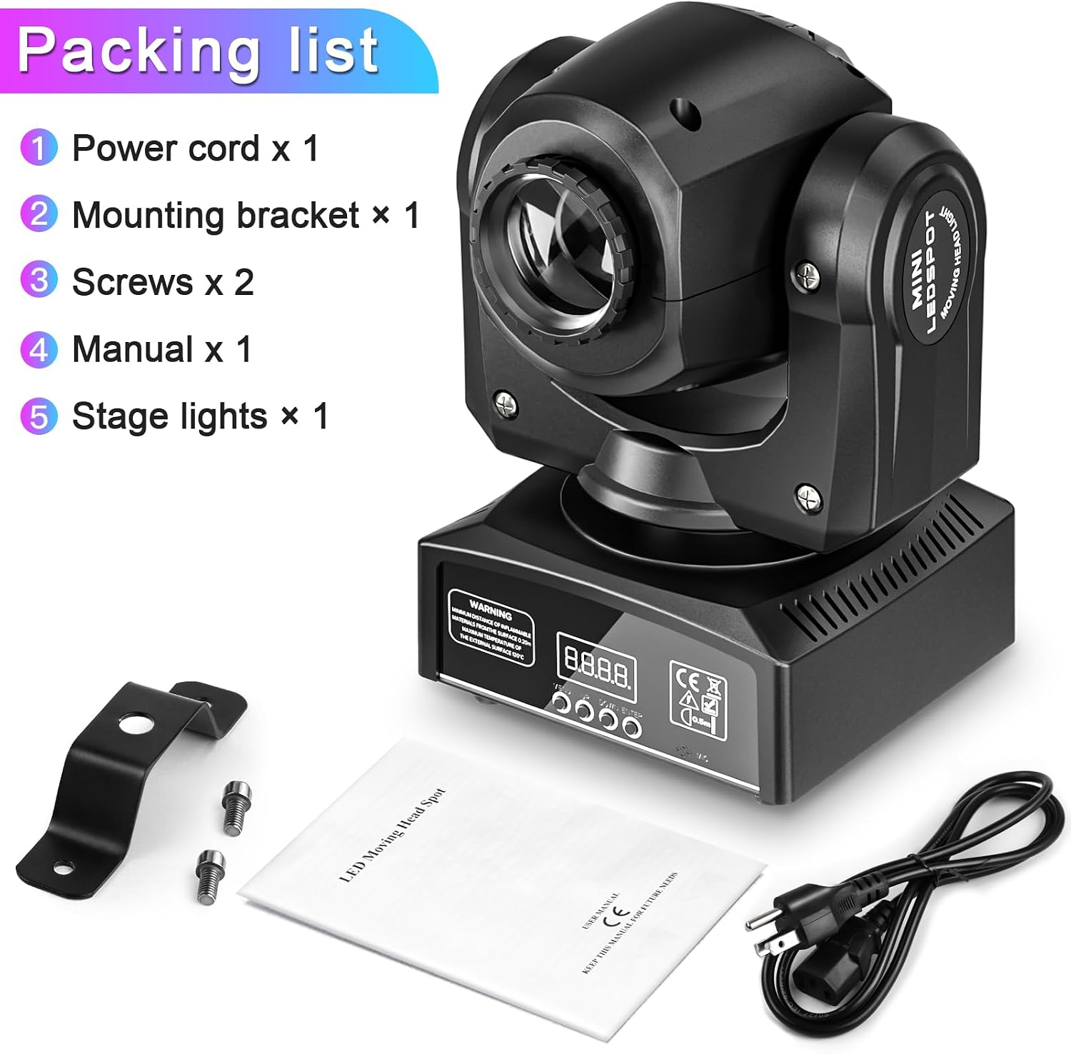 U`King LED Moving Head Light, 25W Moving Head DJ Lights with 7 GOBO 7 Color and Open White Stage Lighting by DMX and Sound Activated Spotlight for Parties Wedding Church Live Show KTV Club (Set of 4)