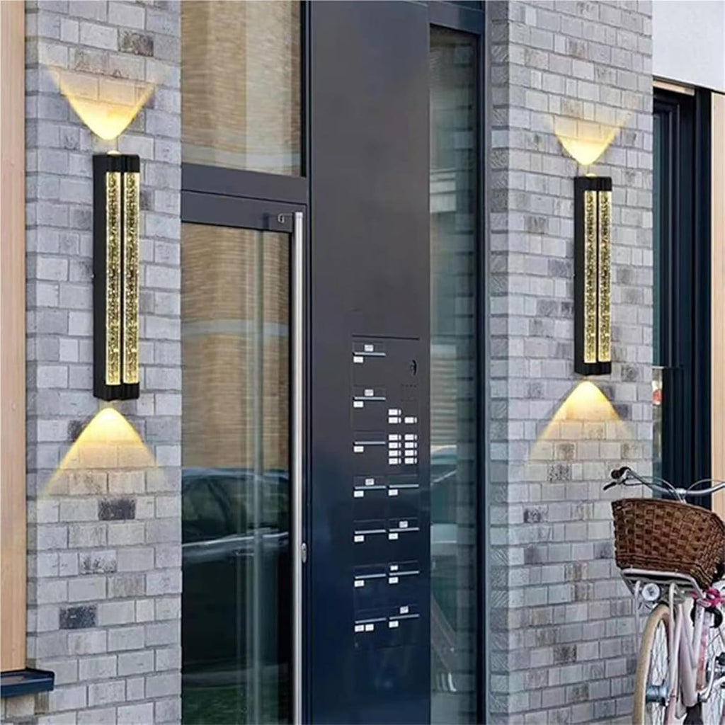 LED Wall Outdoor Crystal Wall Lamps IP65 Waterproof Mains Powered Modern Aluminum Villa Wall Sconces Spotlight Indoor/Outside for Entryway Doorway Balcony(Warm Light,40cm)