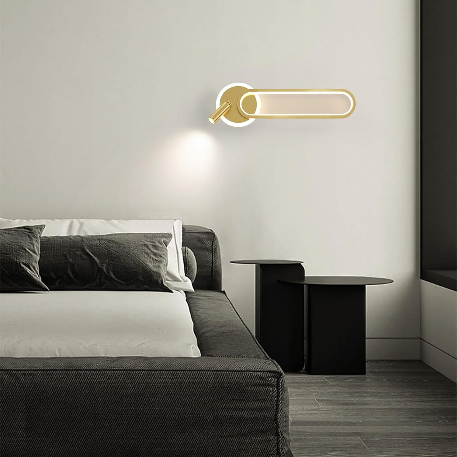 Wall Lamps Lights LED Indoor with Remote Control Dimming with Adjustable Spotlight Aluminium Acrylic for Living Room Bedroom (Gold)