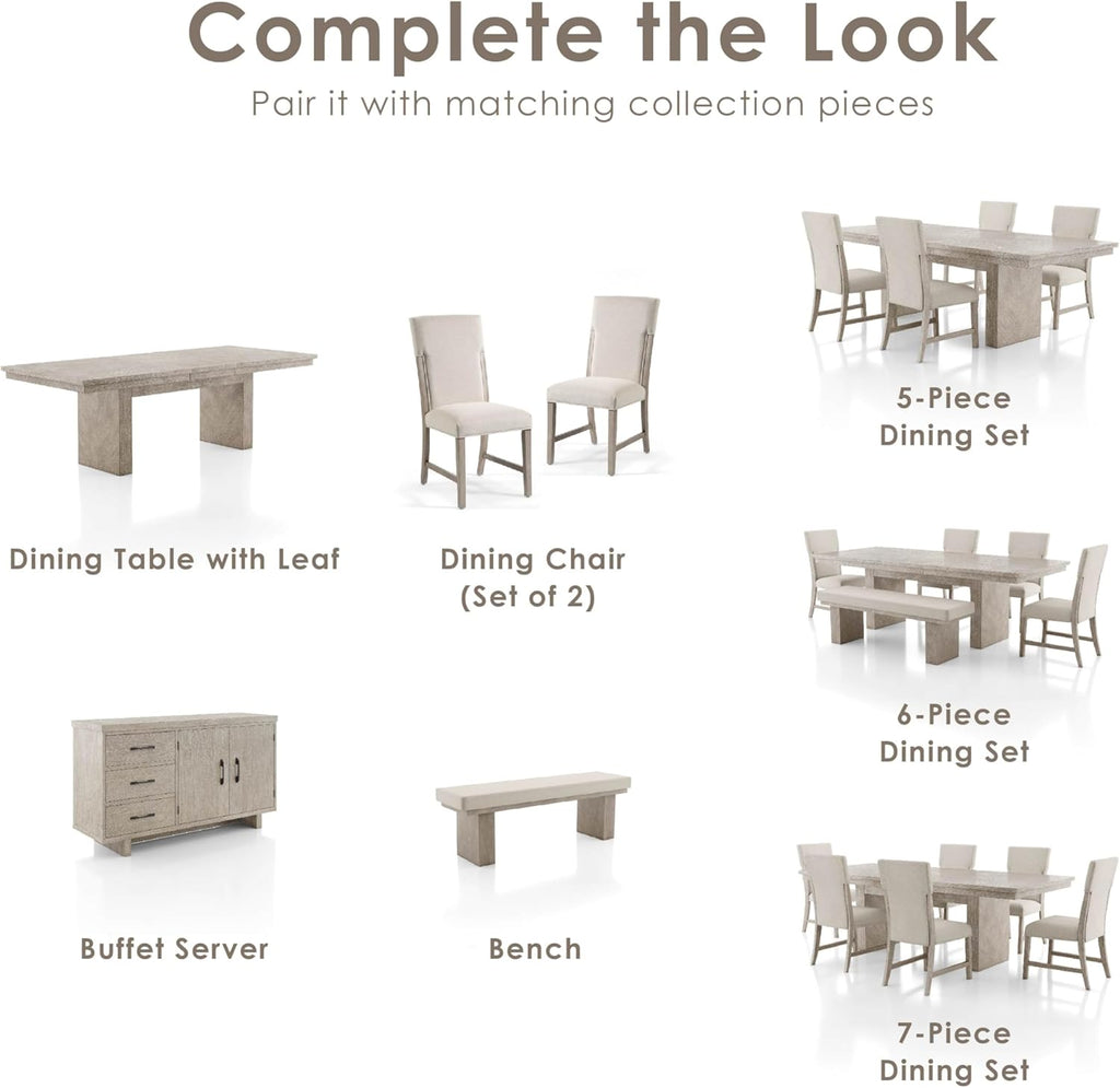 Furniture of America Westely Farmhouse Solid Wood 76-inch Rectangular Extendable Dining Table with 18-inch Removable Leaf, Seats up to 8 for Home, Kitchen, Living Room, Dinettes, Natural