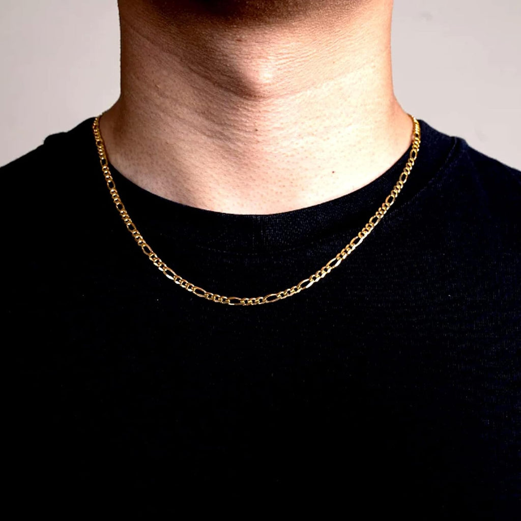 Jewelry Affairs 14K Yellow Gold Filled Solid Figaro Chain Necklace, 4.0 mm