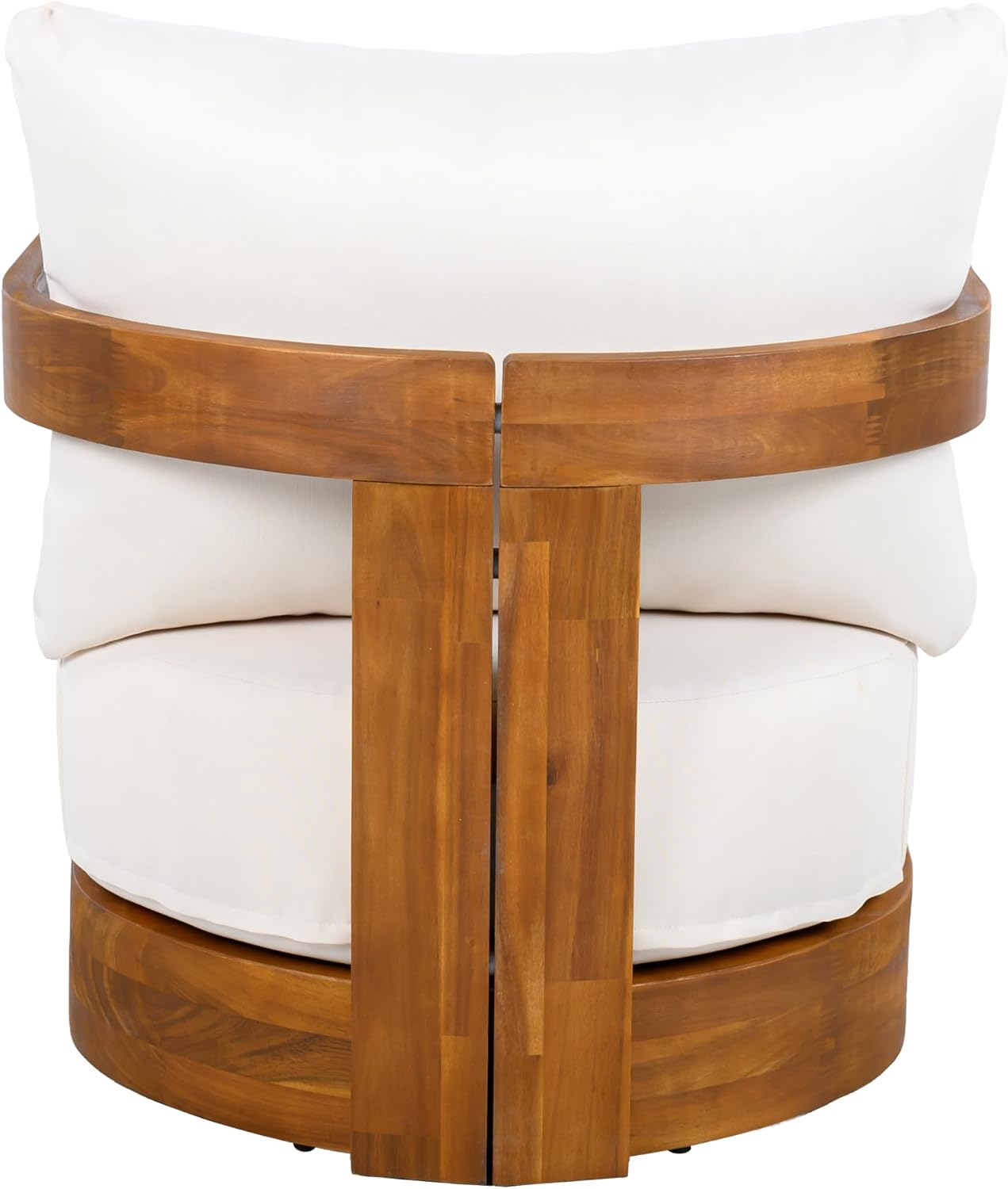Christopher Knight Home Chloe Acacia Wood Lounge Chair Outdoor Set of 2, Curved Tub Design Accent Chairs with Weather Resistant Cushion, Comfy Low Profile Reading Seating for Backyard, Teak+ Beige