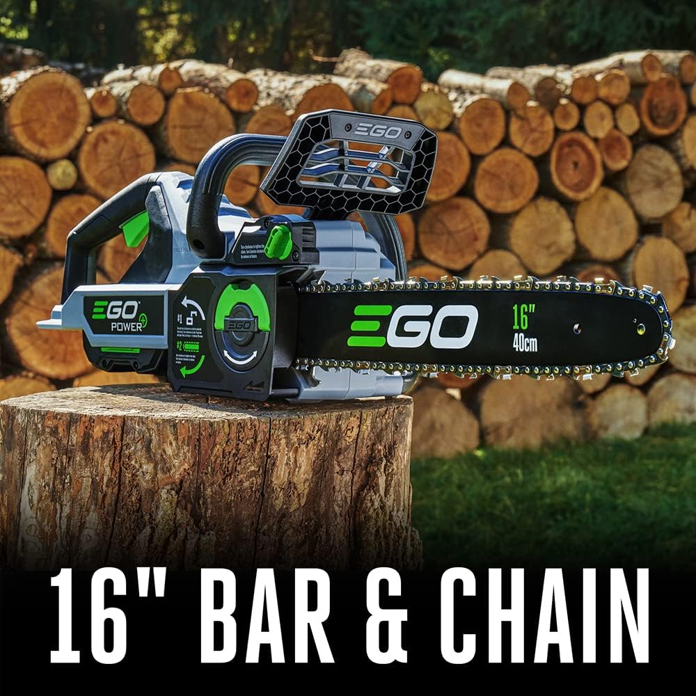 EGO POWER+ Chain Saw, 16' Battery Powered Chainsaw, Electric Cordless, Includes 56V 4.0Ah Battery and Charger – CS1613