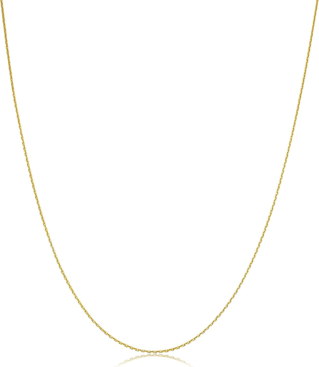 Kooljewelry 14k Yellow Gold 0.6 mm Diamond-cut Cable Chain Necklace (16, 18, 20, 22, 24 or 30 inch)