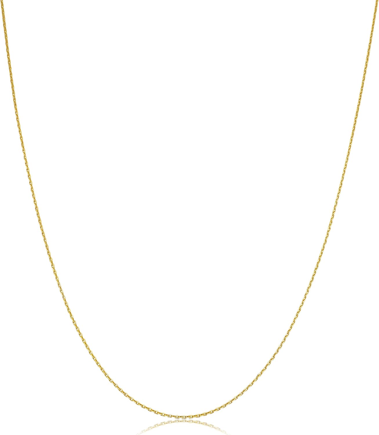 Kooljewelry 14k Yellow Gold 0.6 mm Diamond-cut Cable Chain Necklace (16, 18, 20, 22, 24 or 30 inch)