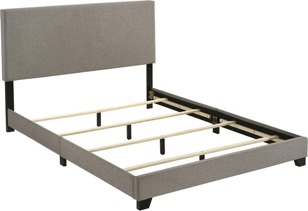 Coaster Home Furnishings - Dorian - Fabric Upholstered Wood Panel Bed with Padded Headboard, Wood Legs and Transitional Style - Bedroom - Queen Size - Taupe - 300851Q