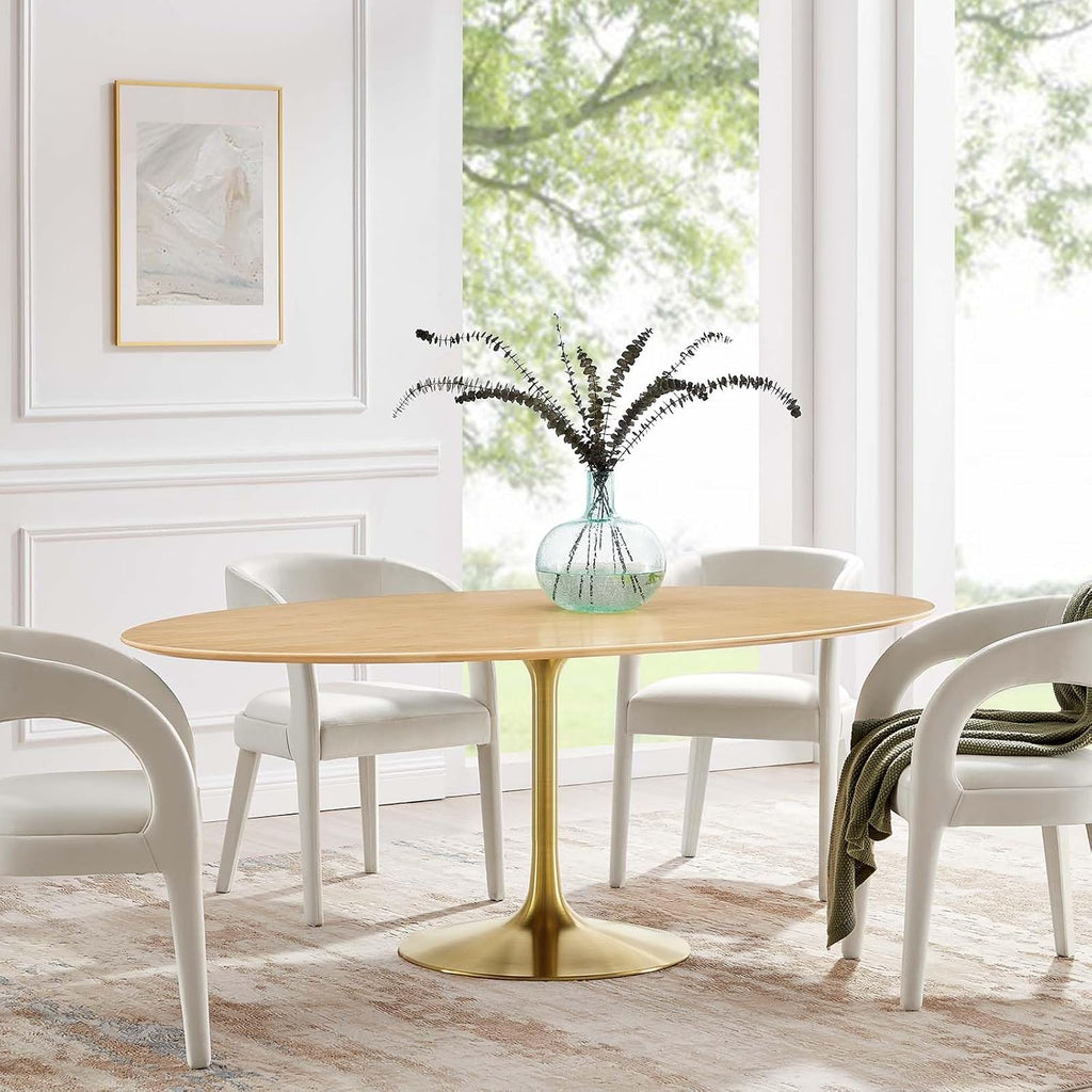 Modway Lippa Dining Table, 78', Gold Natural