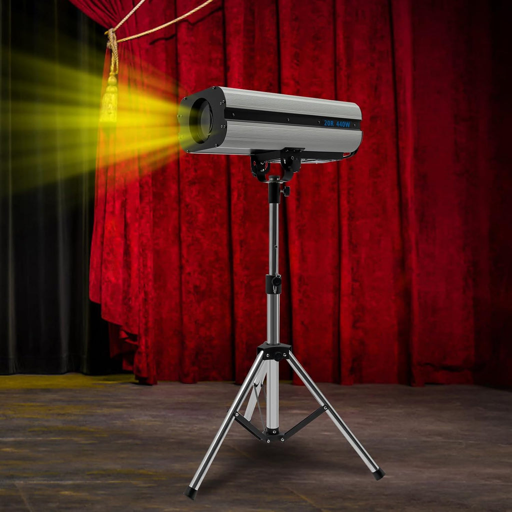 440W Stage Lighting with Tripod, Stage Spotlight with DMX & Manual Control 6 Colors 3 Color Temperatures 3200K-6000K, Follow Spot Light for Wedding DJ Party Theater Concert