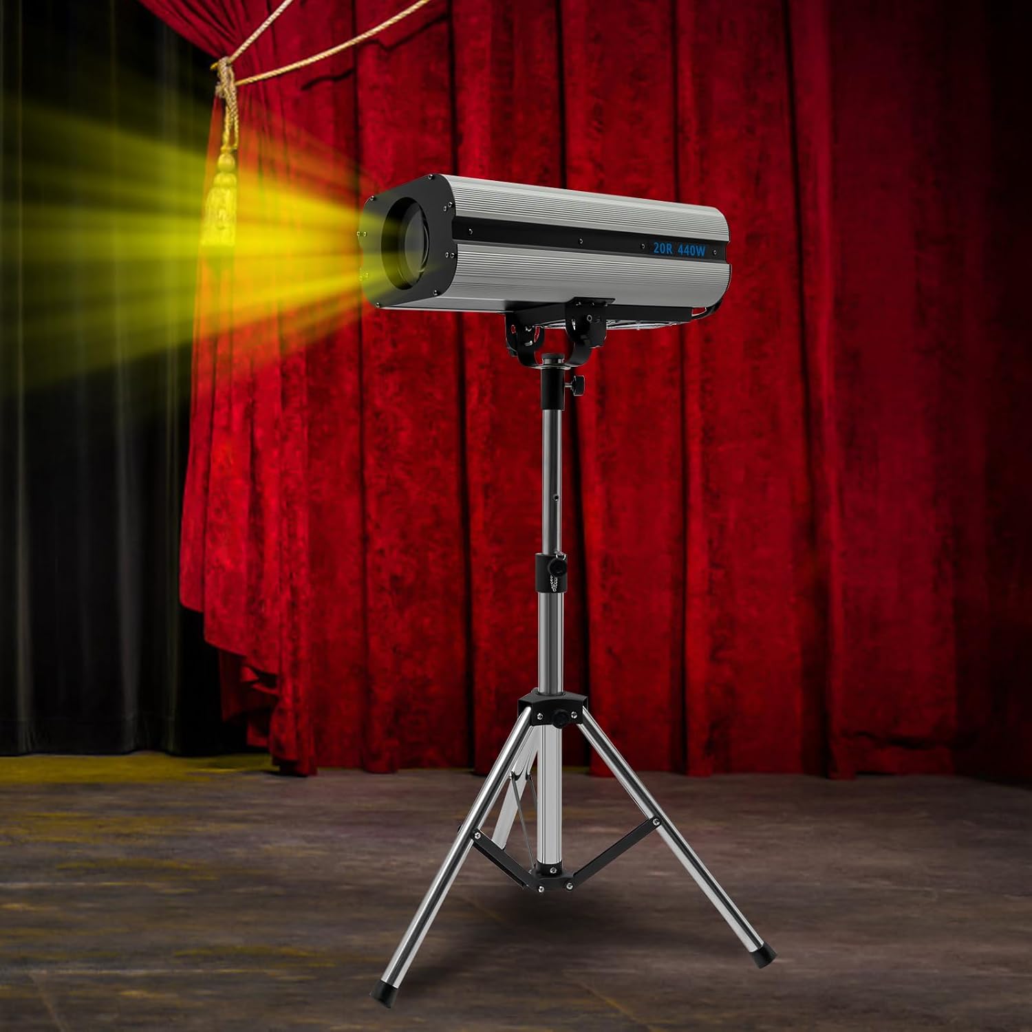 440W Stage Lighting with Tripod, Stage Spotlight with DMX & Manual Control 6 Colors 3 Color Temperatures 3200K-6000K, Follow Spot Light for Wedding DJ Party Theater Concert