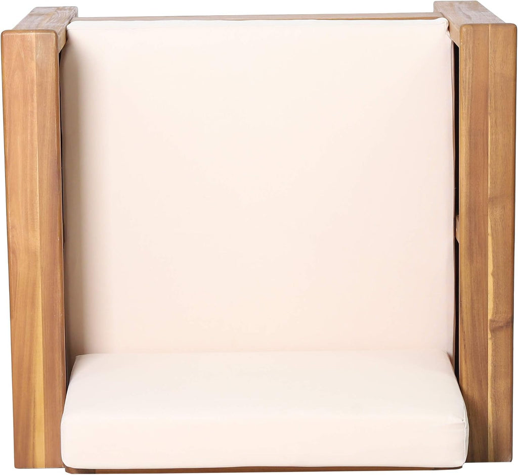 Christopher Knight Home Louver Club Chairs, Teak + Cream