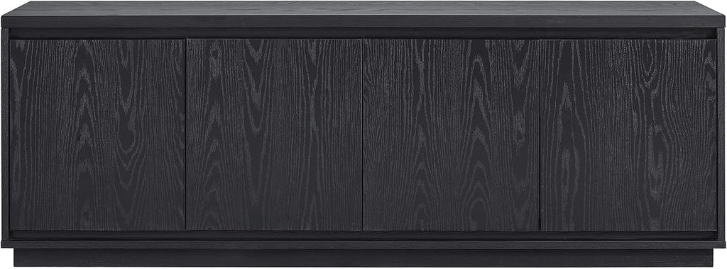Henn&Hart TV Stand for TVs up to 75' with 2 Concealed Storage Cabinets and Adjustable Shelves for Living Room, Family Room, or Office, Natural Black