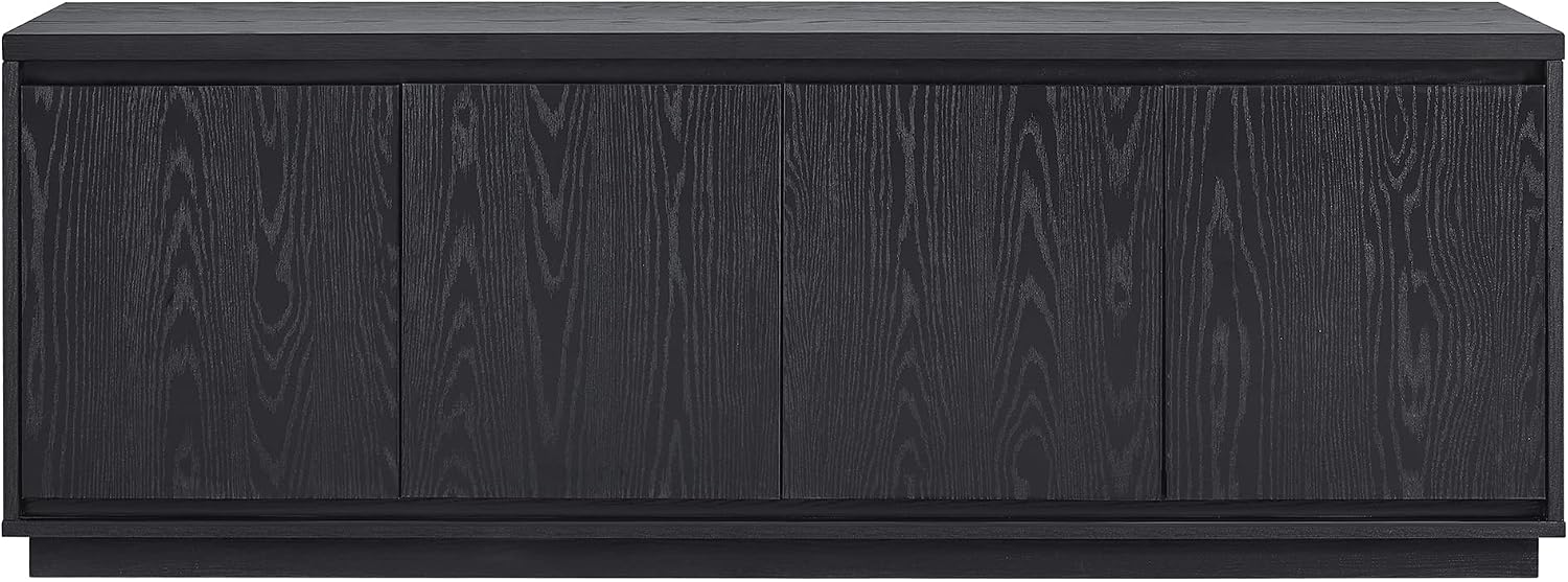 Henn&Hart TV Stand for TVs up to 75' with 2 Concealed Storage Cabinets and Adjustable Shelves for Living Room, Family Room, or Office, Natural Black