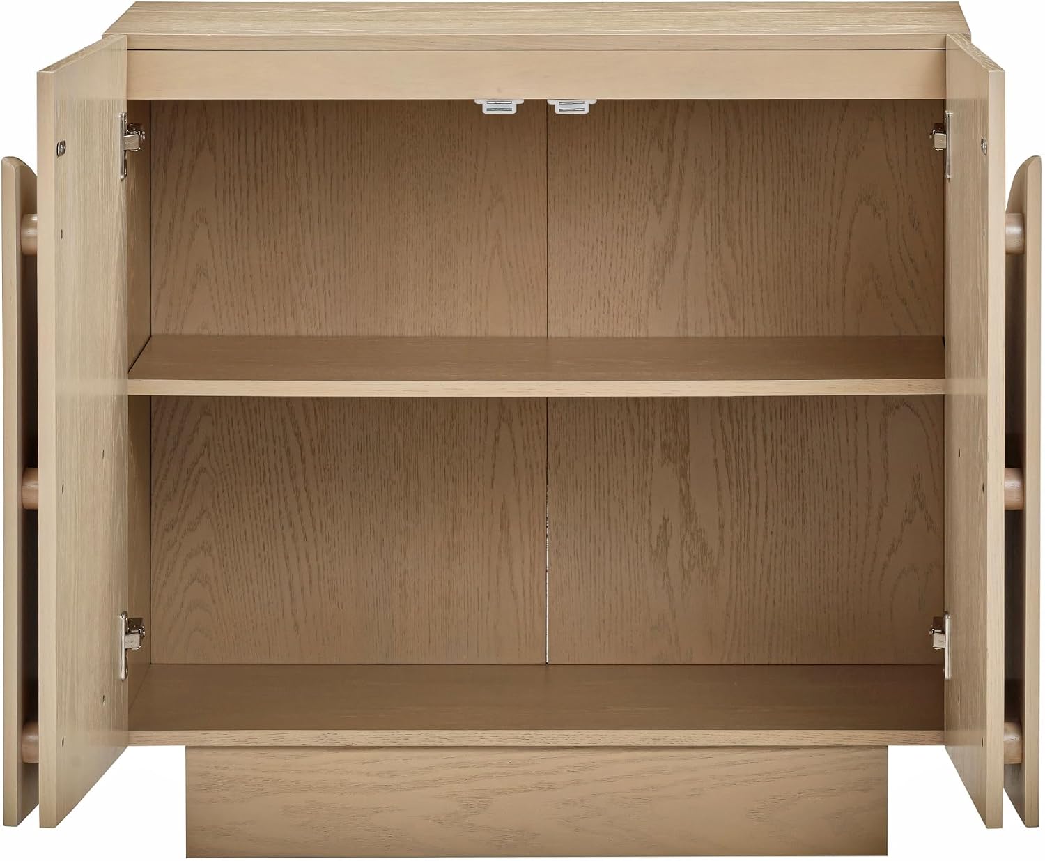 Nathan James Iris Mid-Century Modern Credenza, Light Brown TV Stand, Living Room Wood Storage Cabinet with Arched Cabinet Doors, White Oak, Set of 3